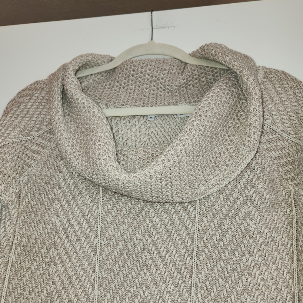 Eight Eight Eight Tan Textured Knit Cowl Neck Sweater Size M Loose Fit Lagenlook - Picture 5 of 10
